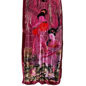 Jennifer Sun Burnout Silk Velvet scarf wrap Kimono Duster Asian Art Boho Fest